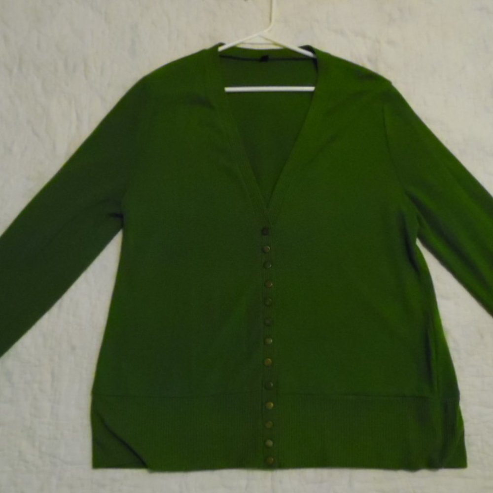 Forest Green Cardigan with Brass Buttons